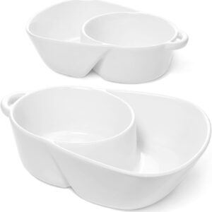 LE TAUCI anti-soggy cereal bowl set of 2 white ceramic divided bowls