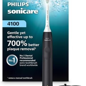 Philips Sonicare 4100 rechargeable electric toothbrush in black with charging base