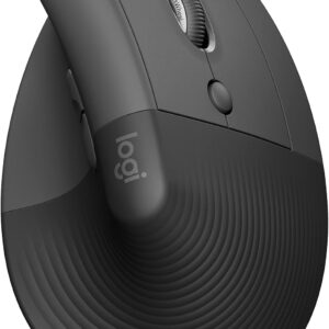 Vertical ergonomic mouse — Logitech Lift in graphite, 57-degree upright shell