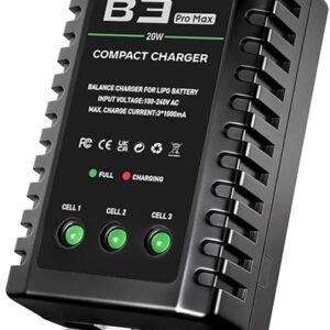 2s lipo battery charger on a workbench with a LiPo pack and balance lead connected