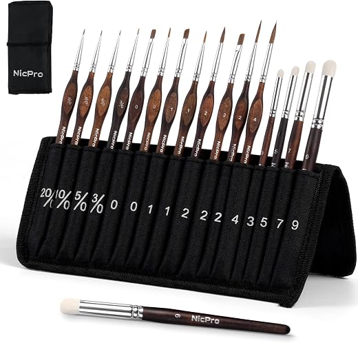 Nicpro 16-Piece Kolinsky Sable Set — miniature paint brushes