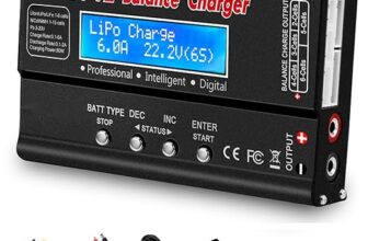 lipo balance charger on a workbench with a LiPo pack and balance lead connected