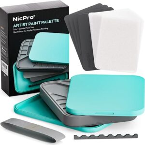 stay wet palette — Nicpro triple-tray wet and dry palette kit with sponges and papers