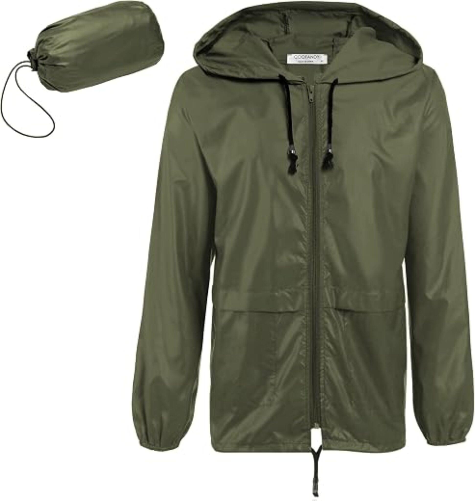 COOFANDY packable waterproof rain jacket